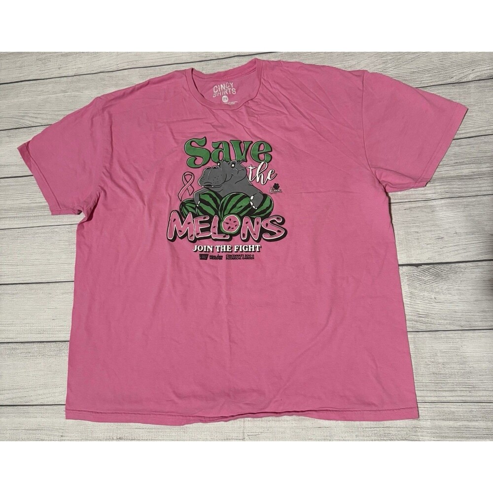 Cincinnati Zoo Fiona The Hippo T Shirt Breast Cancer Save The Melons Size 2XL